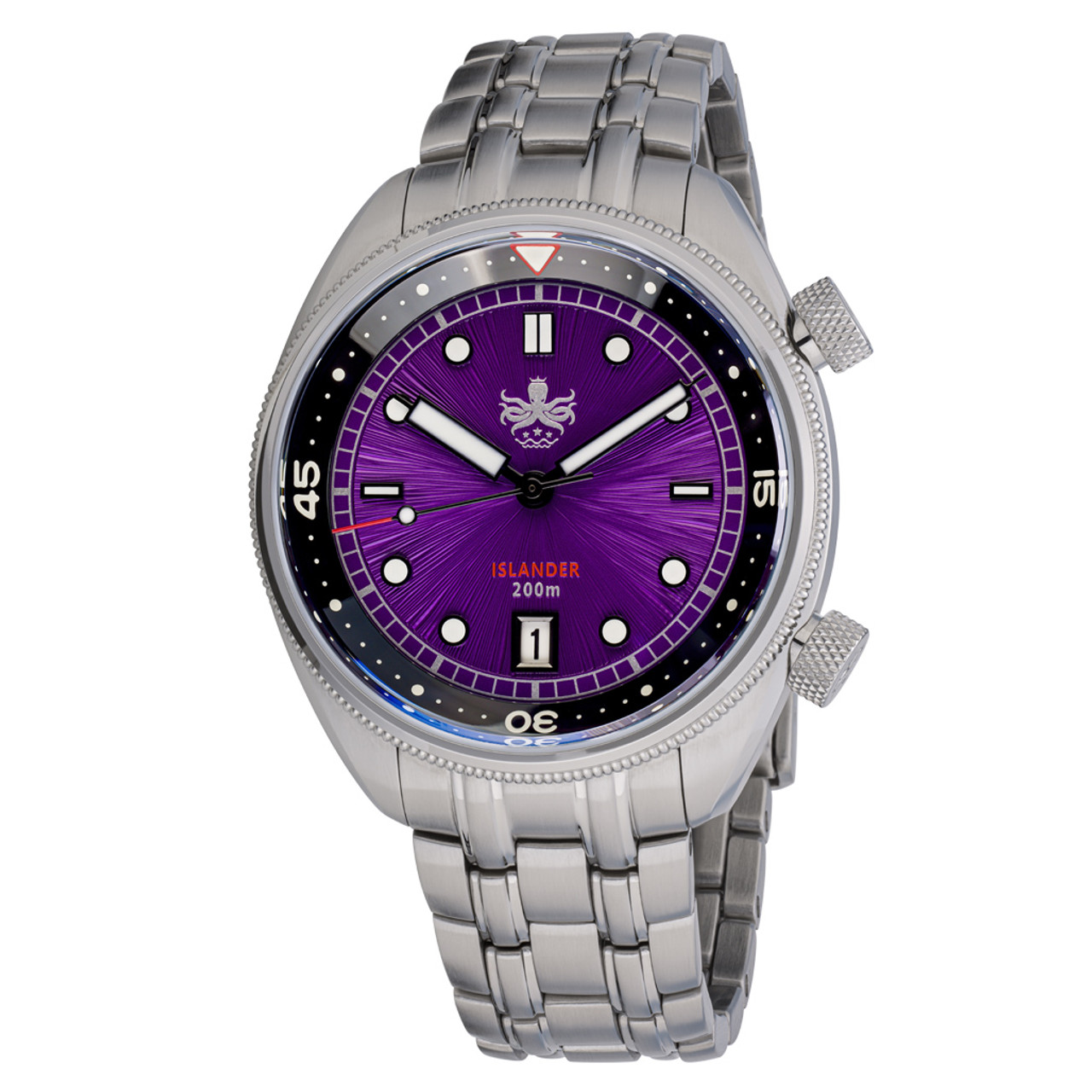 PHOIBOS x ISLANDER Limited Edition Eagle Ray Dive Watch with Sunburst  Purple Dial #PY039-LIW22