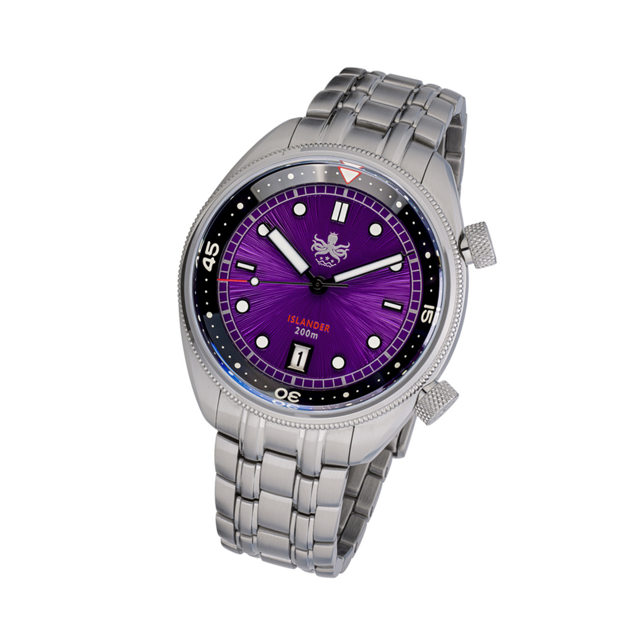 PHOIBOS x ISLANDER Limited Edition Eagle Ray Dive Watch with Sunburst  Purple Dial #PY039-LIW22