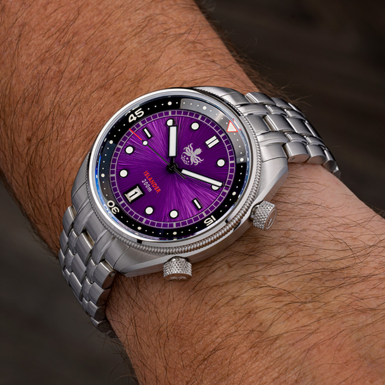 PHOIBOS x ISLANDER Limited Edition Eagle Ray Dive Watch with Sunburst  Purple Dial #PY039-LIW22
