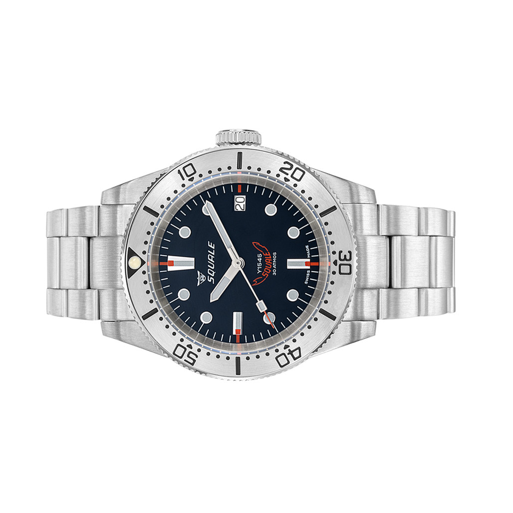 Squale 1545 Black Dial Dive Watch with Orange Accents and Steel