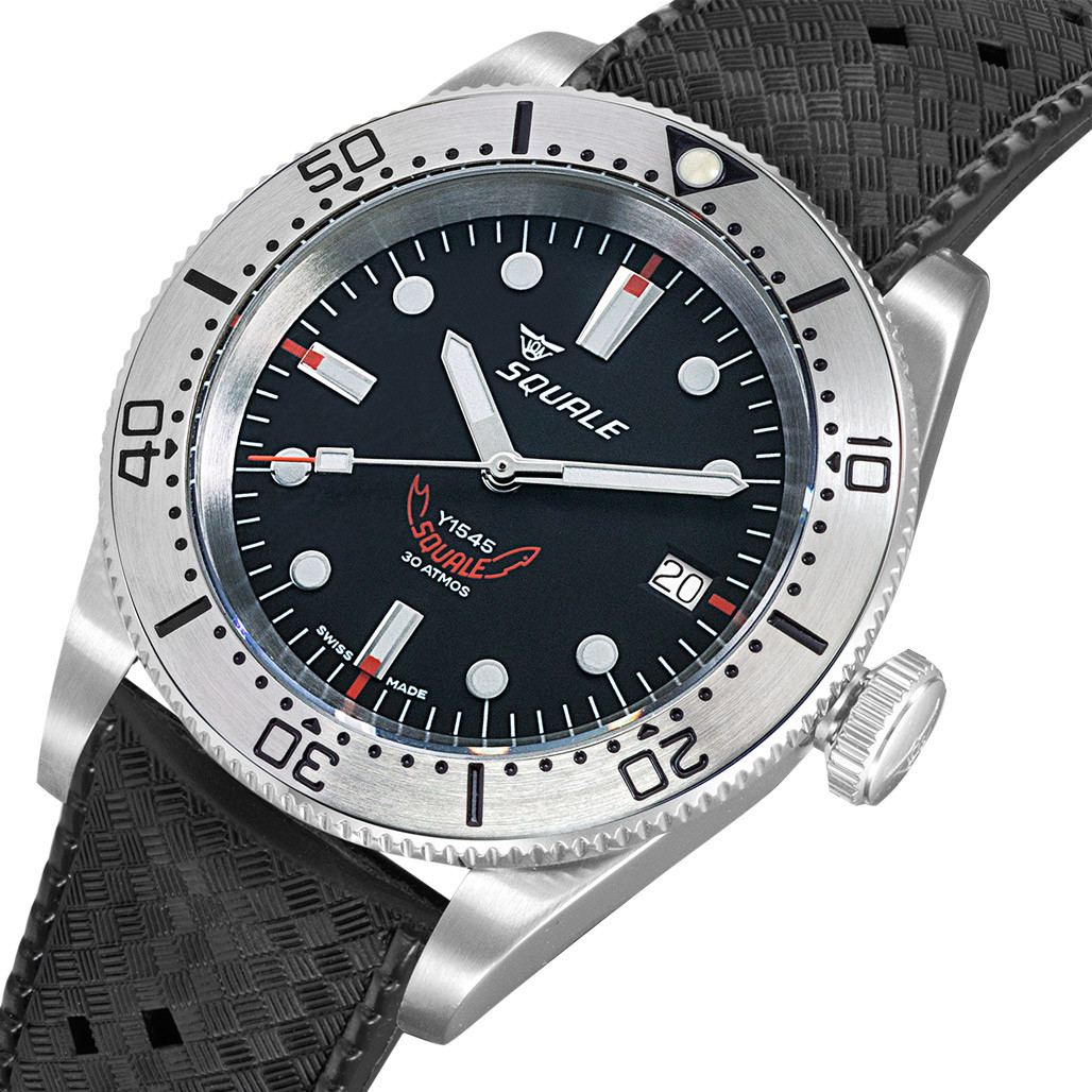 Squale 1545 Black Dial Dive Watch with Orange Accents and Steel