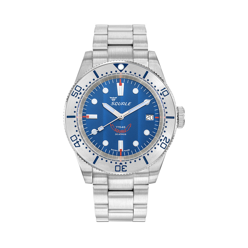 Squale 1545 Blue Dial Dive Watch with Steel Bezel and Bracelet