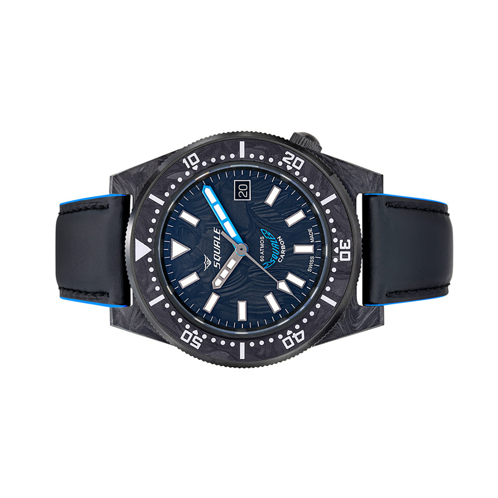 Squale T183 Forged Carbon Dive Watch with Blue Accents #T183AFCBL.RLBL