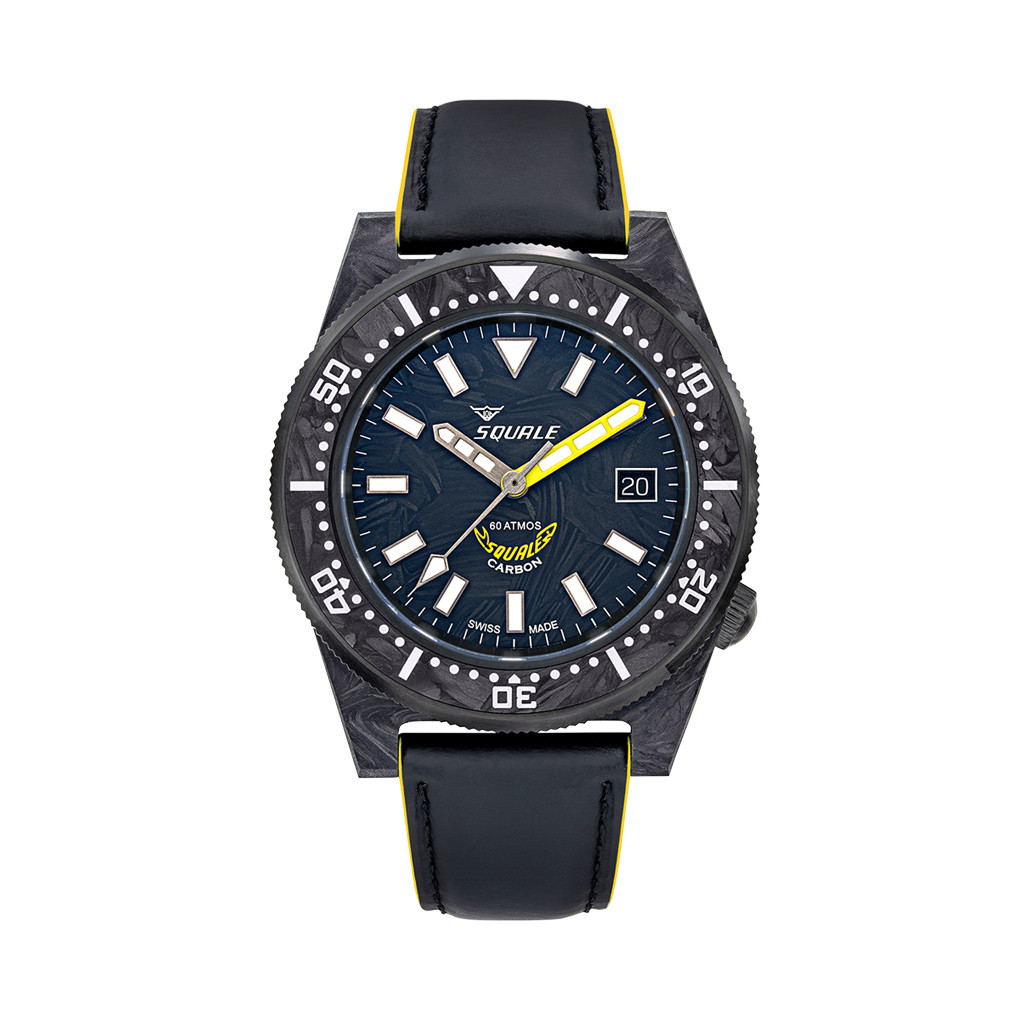 Squale T183 Forged Carbon Dive Watch with Yellow Accents #T183AFCY.RLY