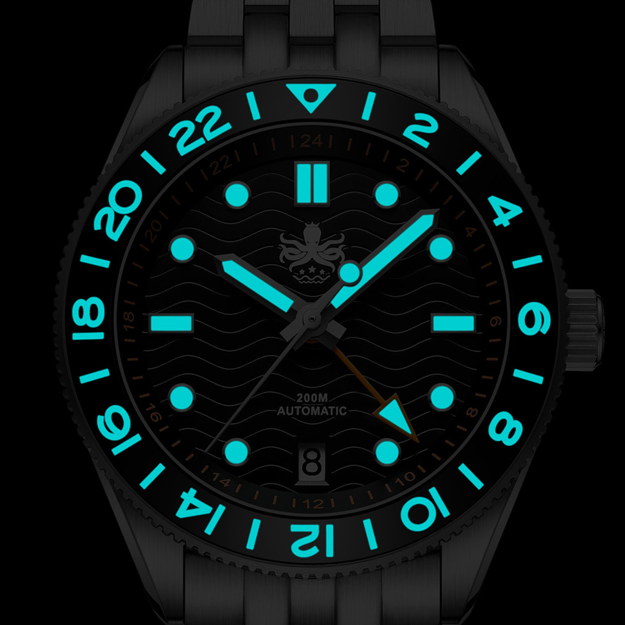 Phoibos Wave Master GMT Automatic Watch with Silver Dial #PY049E