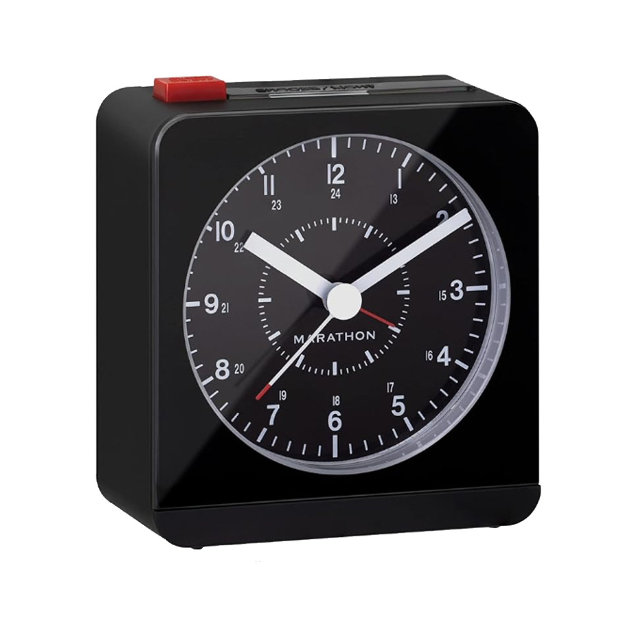 Marathon Alarm Clock with Black Case and Black Dial, Auto-Sensing Night  Light #CL030053-BK-BK