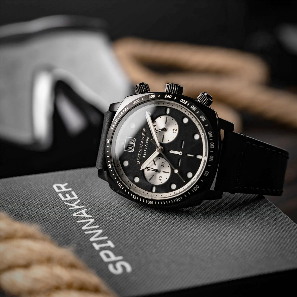 Spinnaker Hull Chronograph in Black Case and Black Dial #SP-5068-08