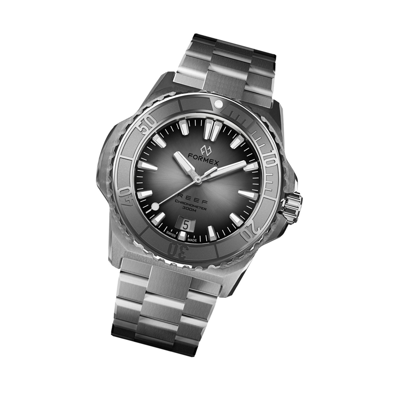 Formex Baby REEF 39.5mm Swiss Automatic Chronometer Dive Watch with  Sunburst Grey Dial #2201-1-6341-100