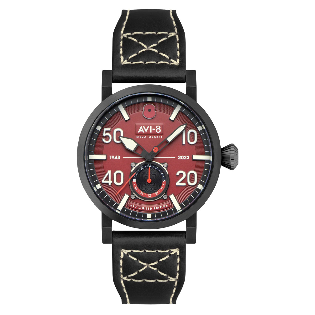 AVI 8 Royal British Legion Meca Quartz LE Watch with Red Merlot