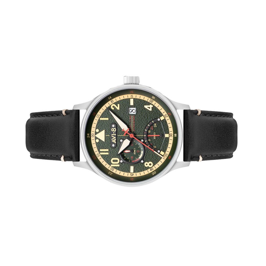 AVI-8 McKellar Dual Time Watch with Green Dial #AV-4101-0A