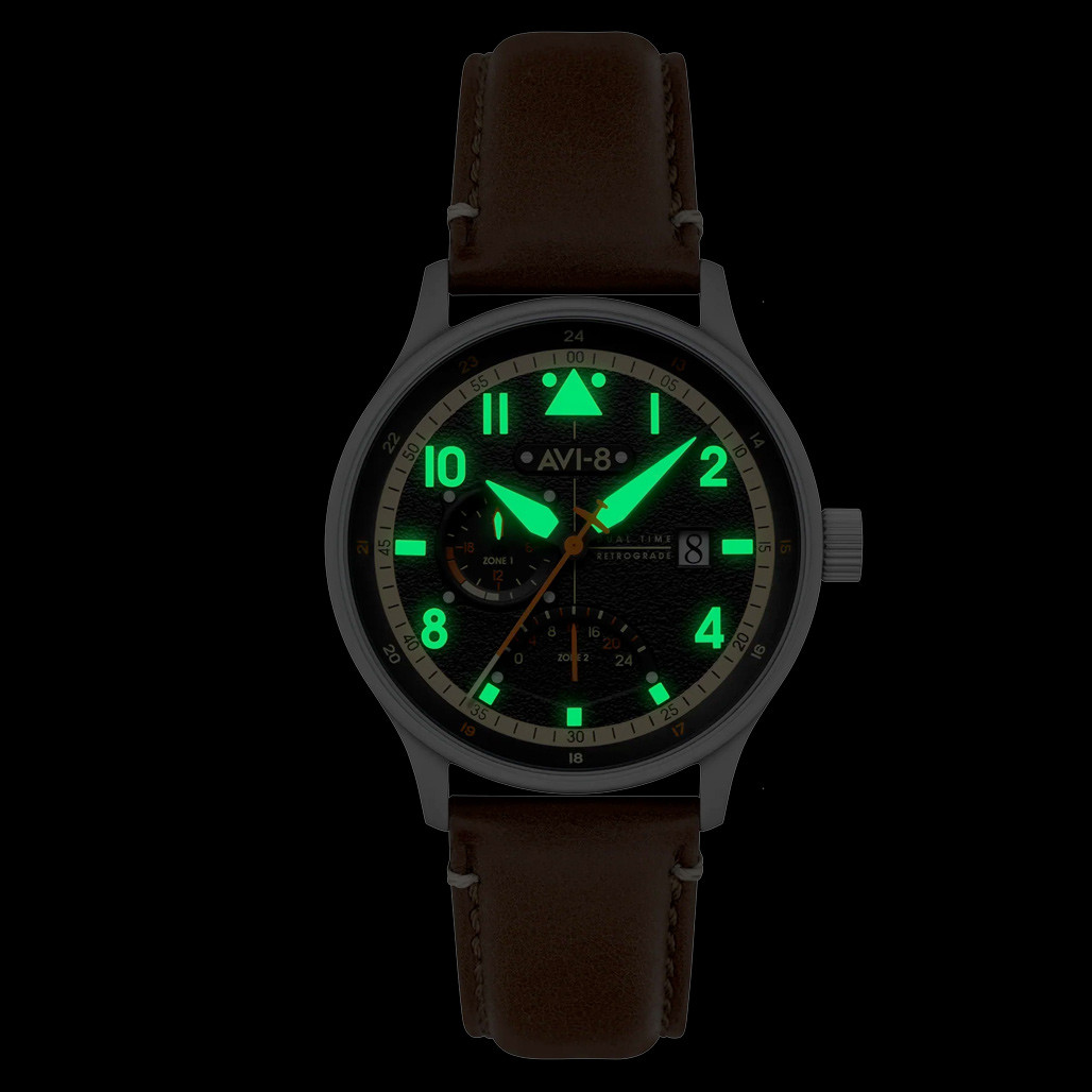 AVI-8 McKellar Dual Time Watch with Black Dial #AV-4101-0B