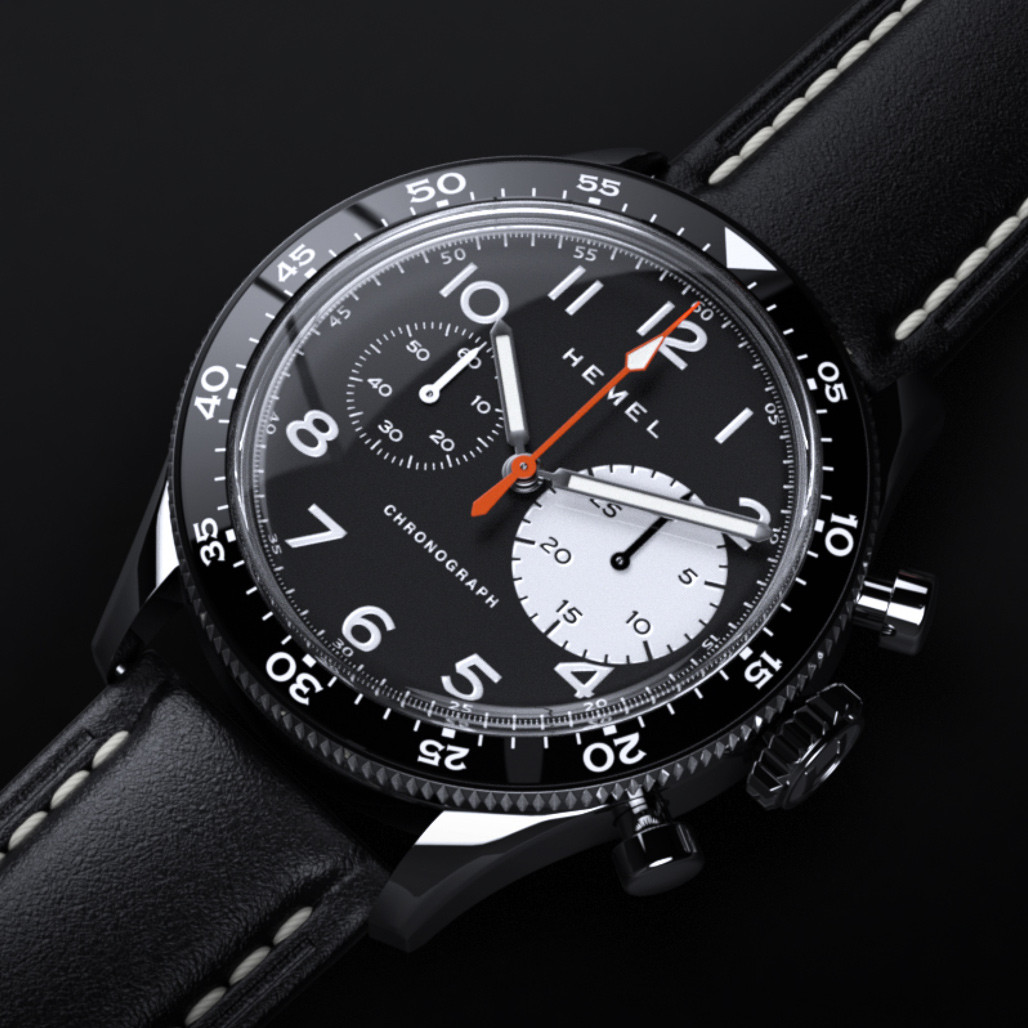 HEMEL Air Power Mechanical Chronograph with Black Dial #HF35
