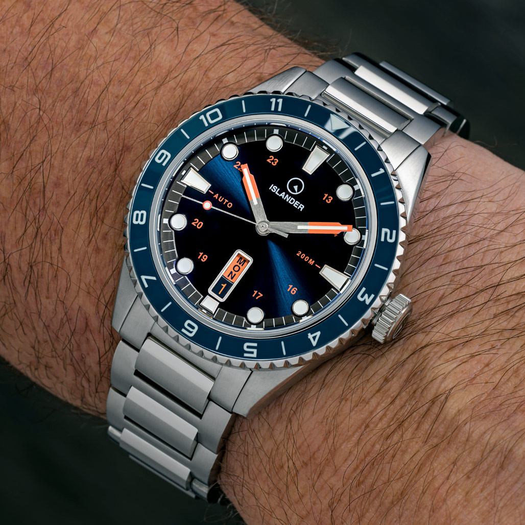 Islander Greenport 39mm Dive Watch with Sunburst Blue Dial #ISL-252