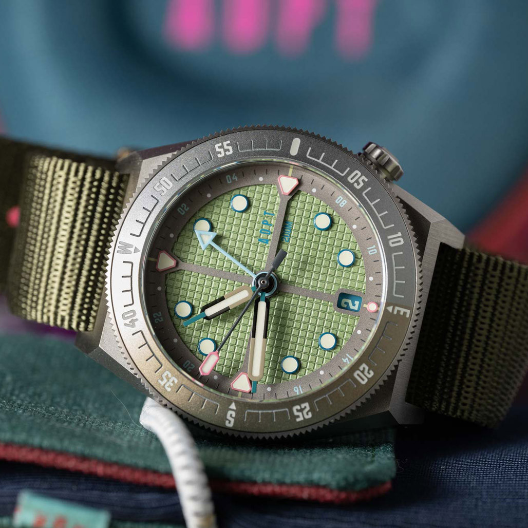 ADPT Series 1 GMT Titanium Field Watch with Mossy Shale Dial #ADPT