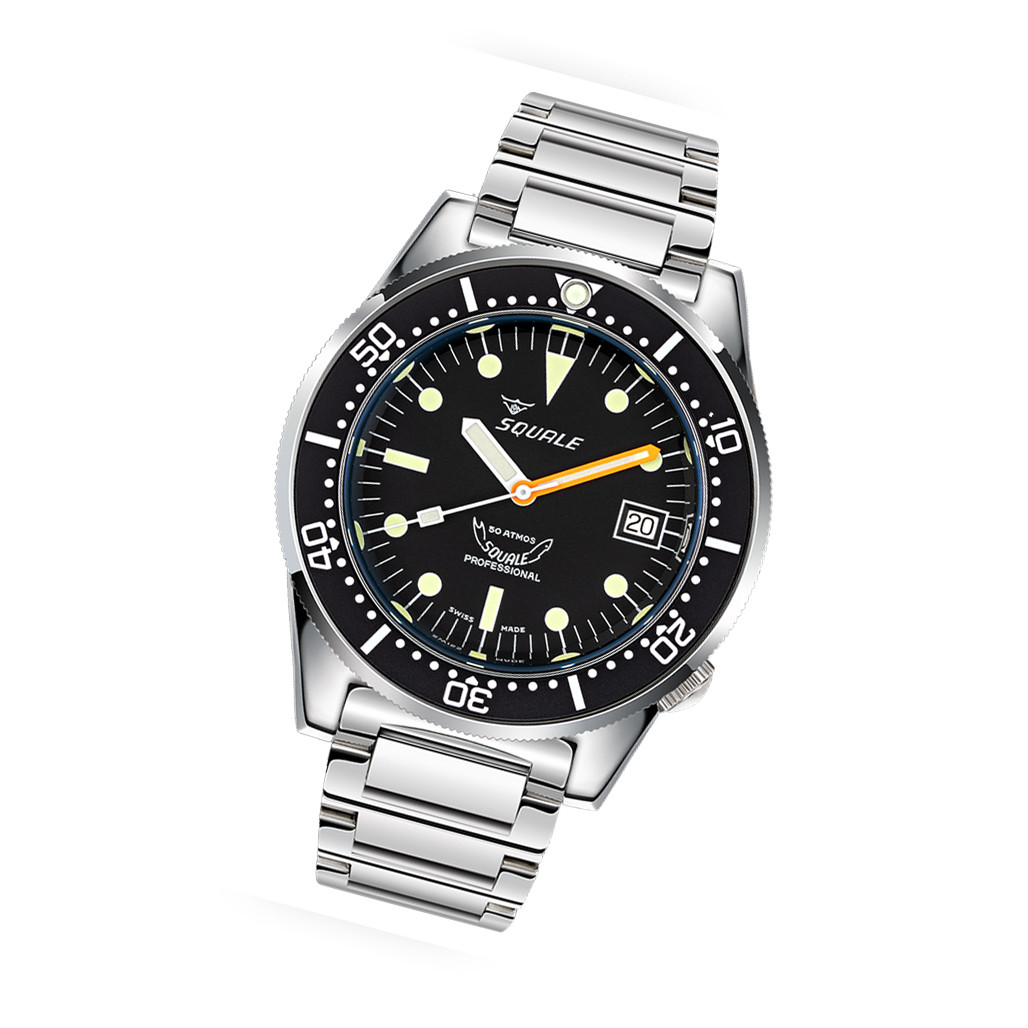 Squale 50 Atmos Swiss Automatic Polished Dive Watch with Black