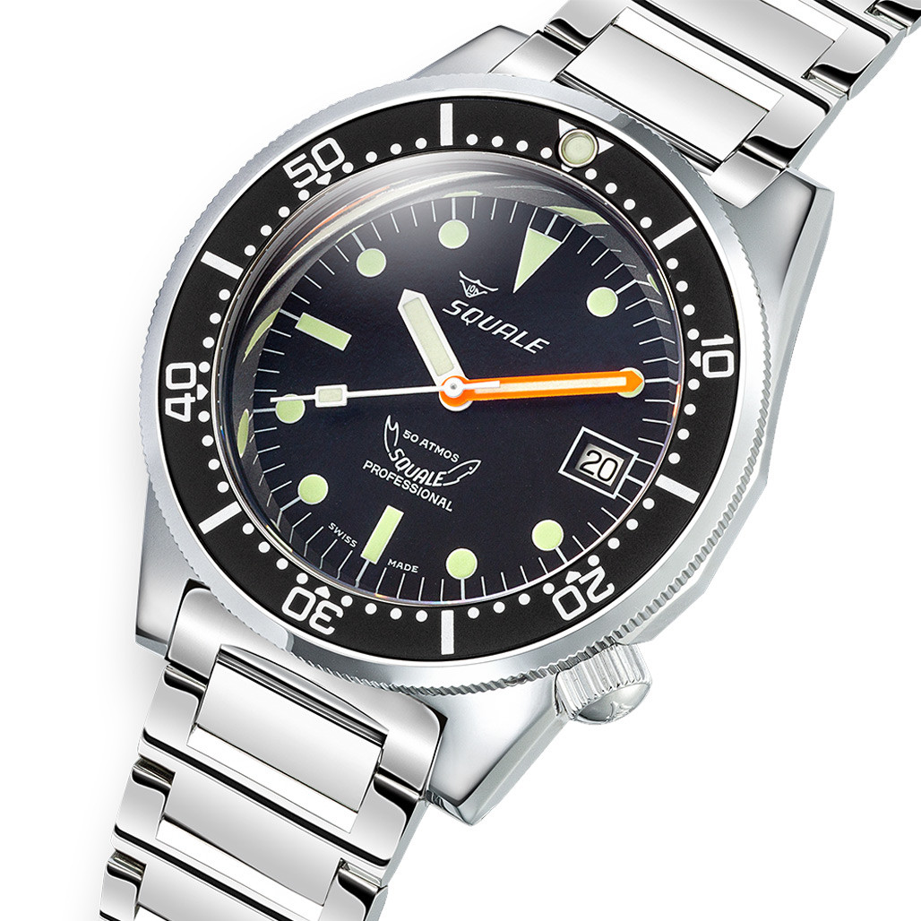 時計 SQUALE automatic Squale 50 Atmos Swiss Automatic Polished Dive Watch with Black