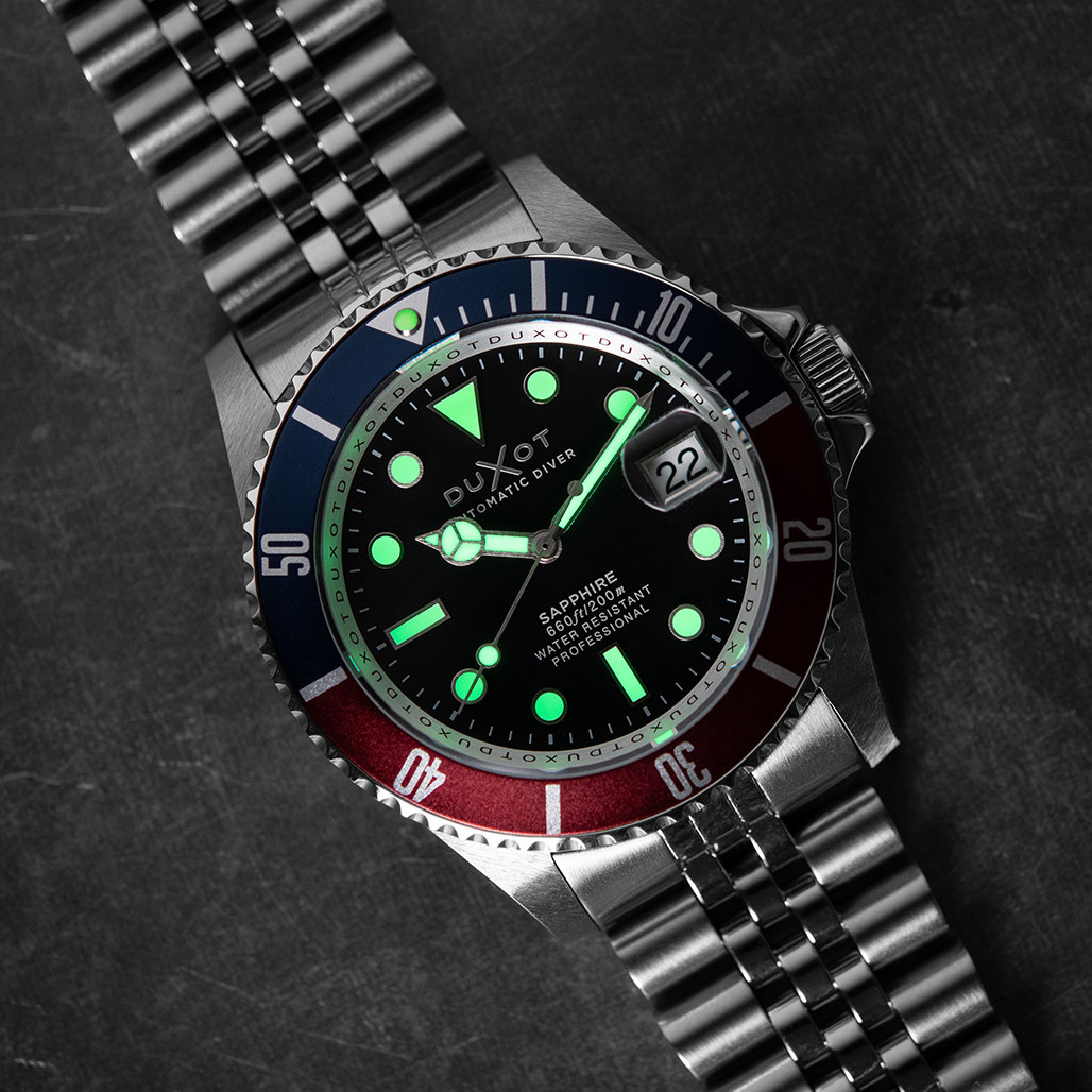 Duxot Atlantica Automatic Dive Watch with Onyx Black Dial #DX-2057-11