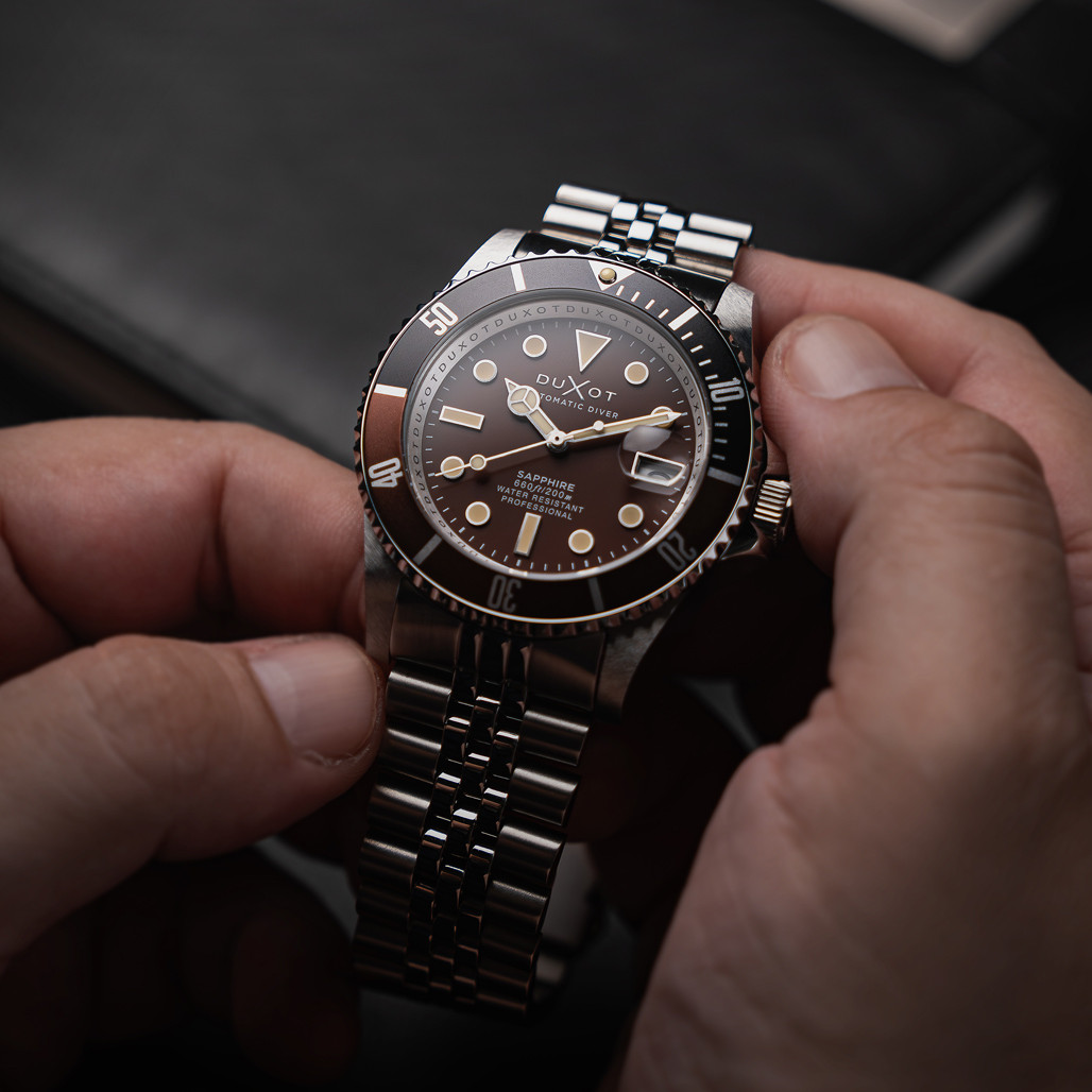 Duxot Atlantica Automatic Dive Watch with Chocolate Brown Dial #DX