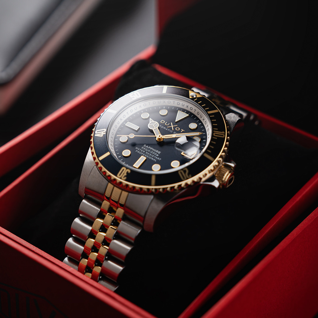 Duxot Atlantica Automatic Dive Watch with Two Tone Blue Dial #DX