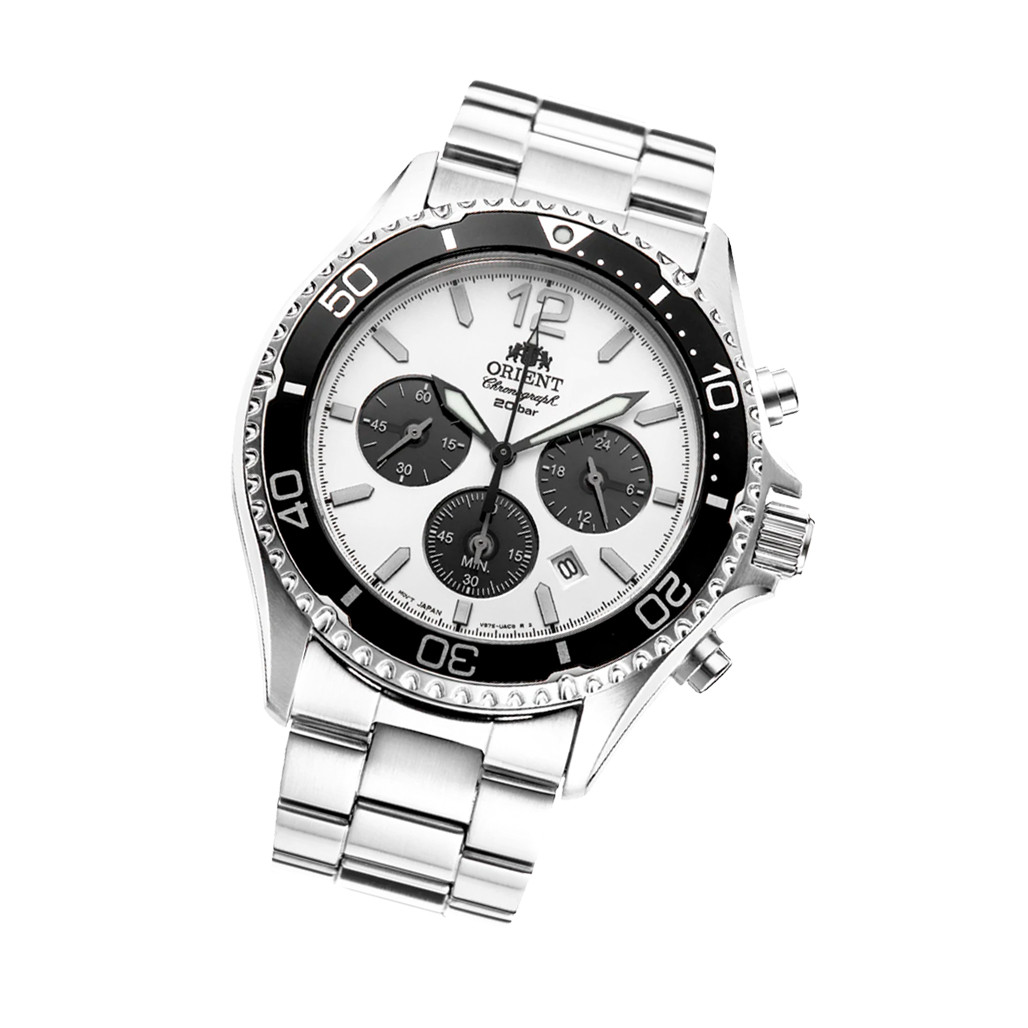 Orient Solar Sports Chronograph with White Dial #RA-TX0203S10B