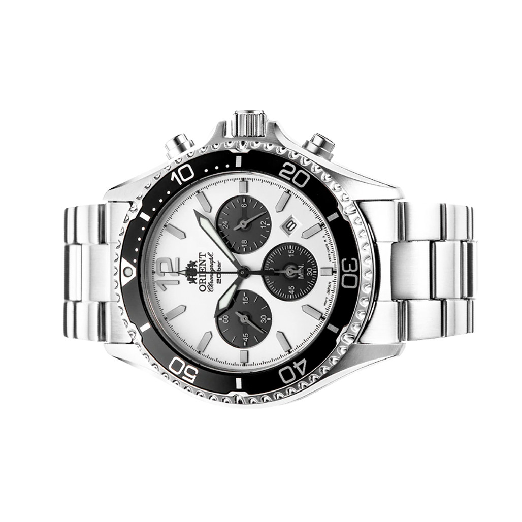 Orient Solar Sports Chronograph with White Dial #RA-TX0203S10B