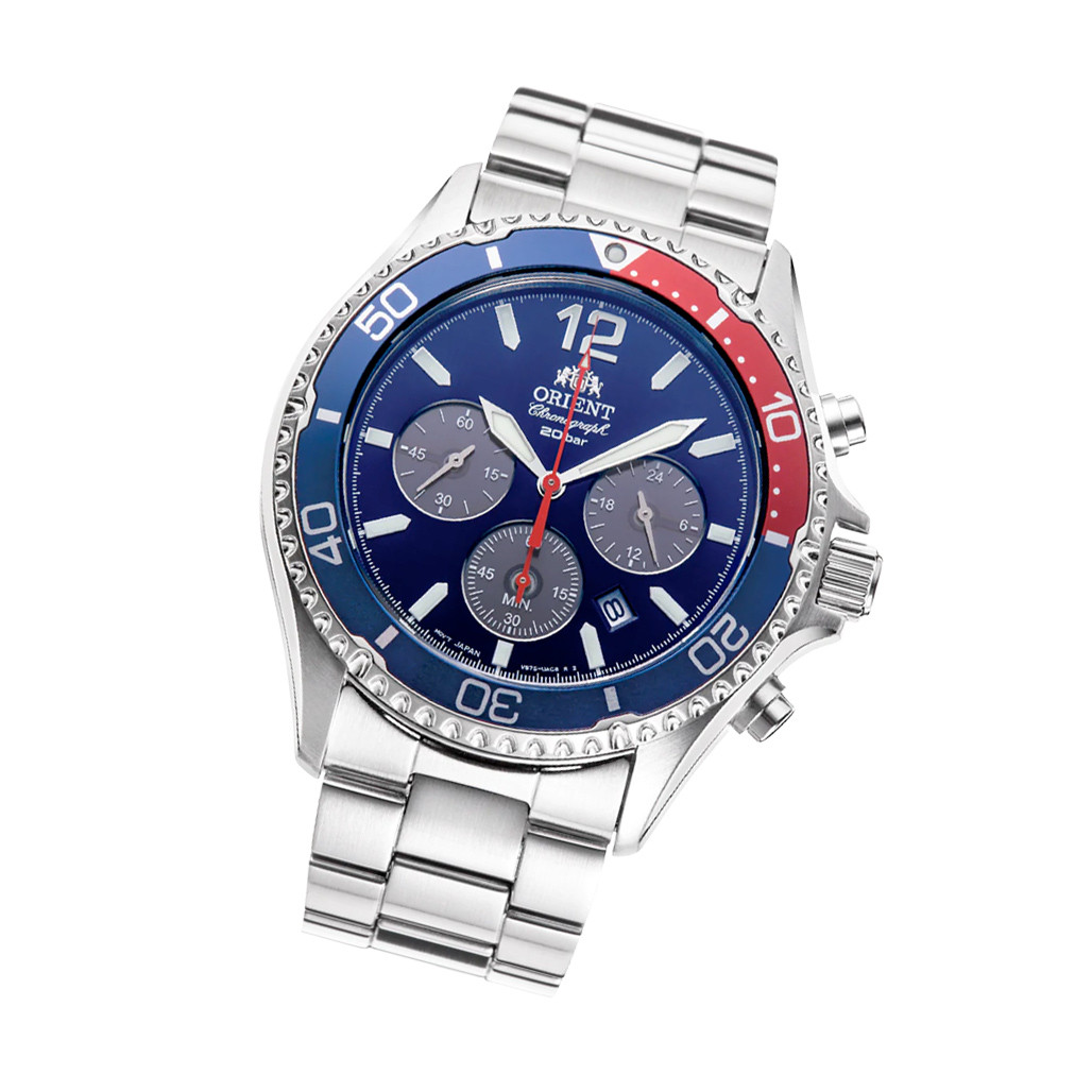 Orient Solar Sports Chronograph with Blue Dial #RA-TX0201L10B