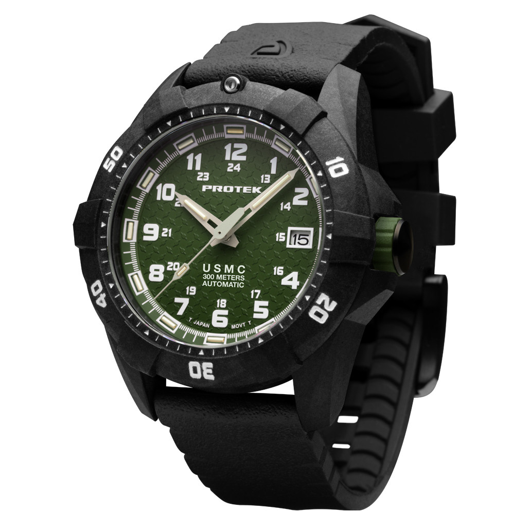 Protek USMC Automatic Tritium Dive Watch with Green Dial #PT1215