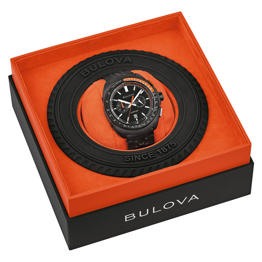 Bulova Racer Chronograph with Black Dial and Orange Accents #98B428