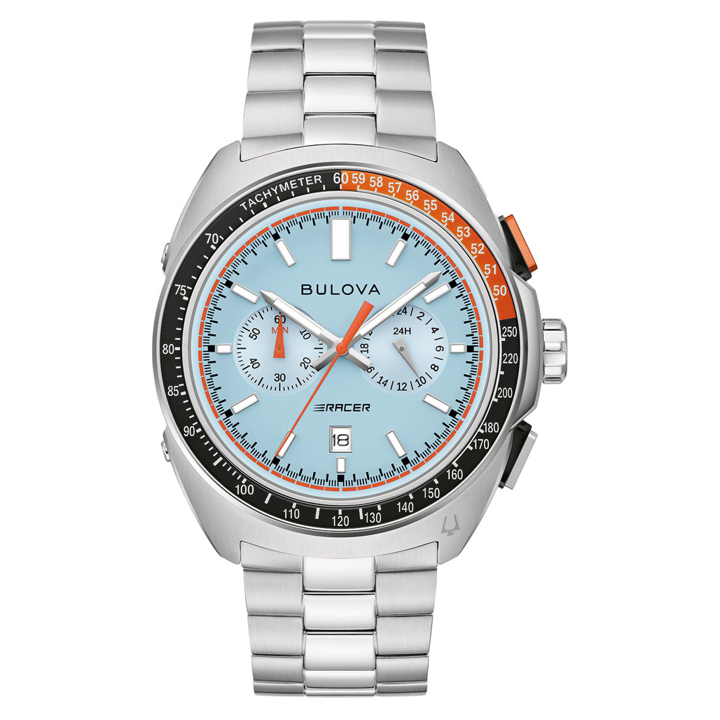 Bulova Racer Chronograph with Blue Dial and Orange Accents #98B432