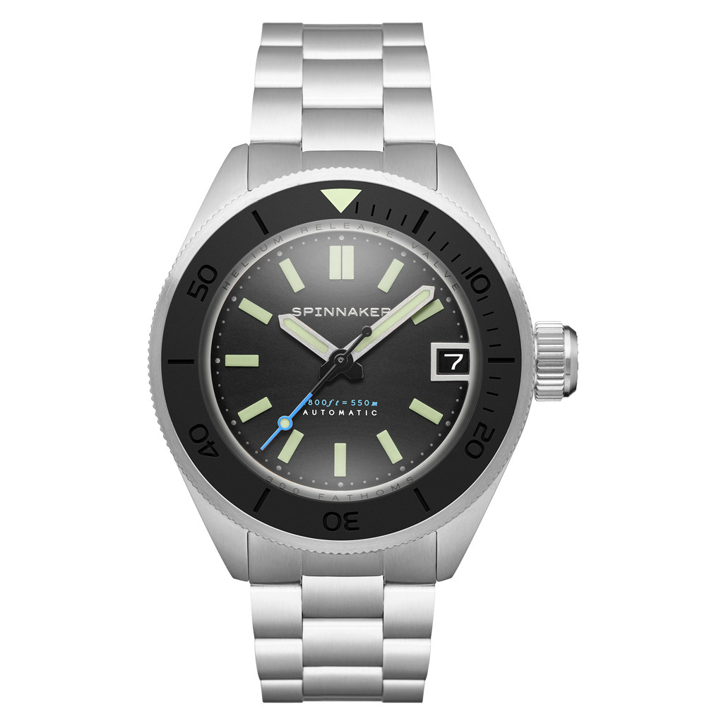 パルヴィ　sp Spinnaker Piccard Automatic Dive Watch with Volcano Black Dial #SP