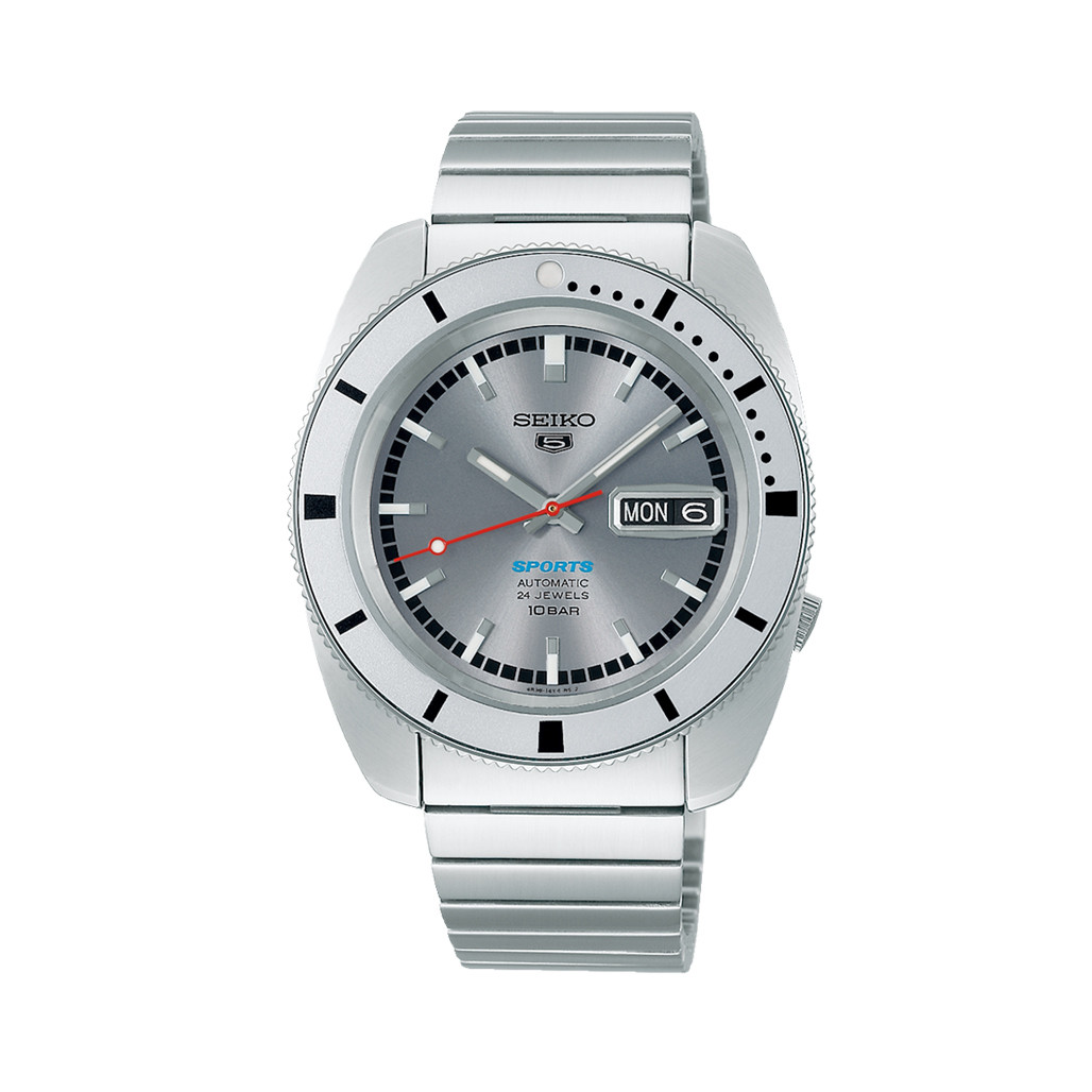 Seiko 5 Sports 38mm Automatic Watch with Silver Dial #SRPL03