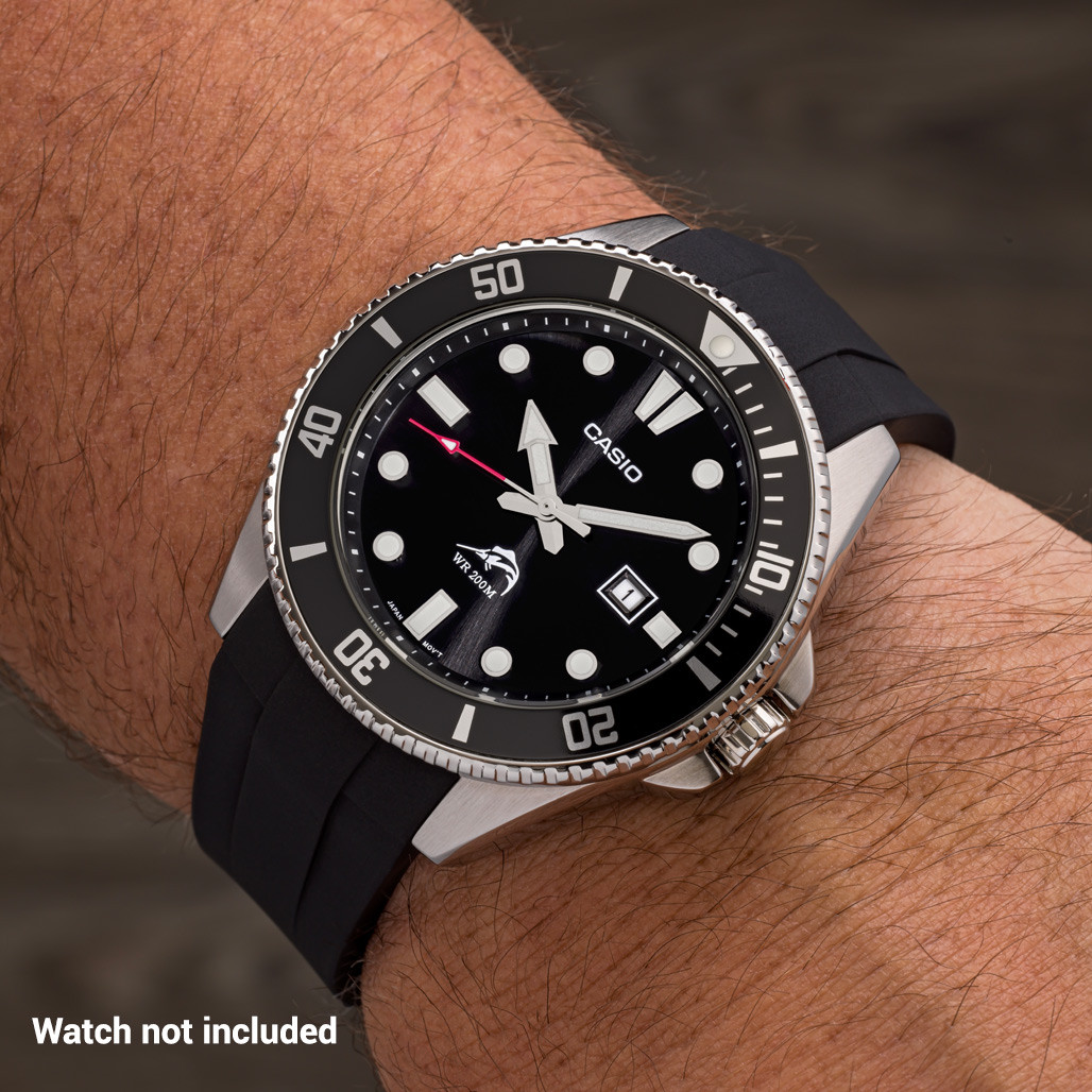 Casio Duro Bands Islander 22mm Black FKM Rubber Strap With Curved