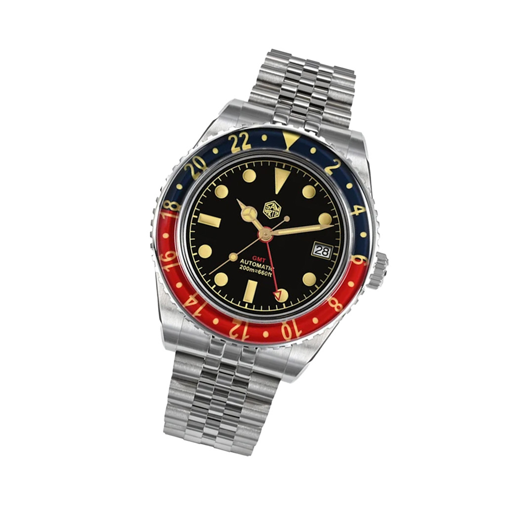 時計 San Martin GMT automatic San Martin Automatic GMT Dive Watch with Pepsi Bezel #SN005-A