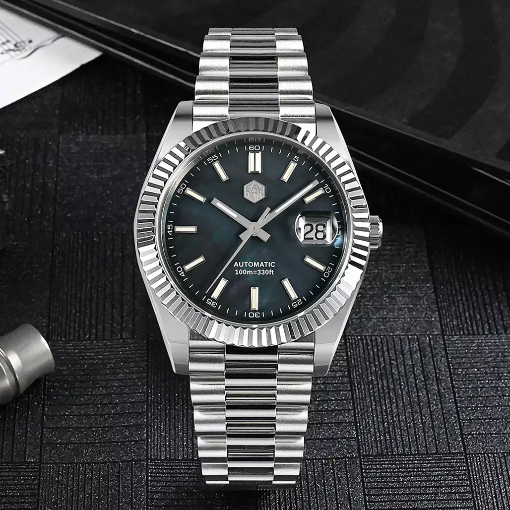 San Martin Automatic Dress Watch with Blue MOP Dial #SN059-A