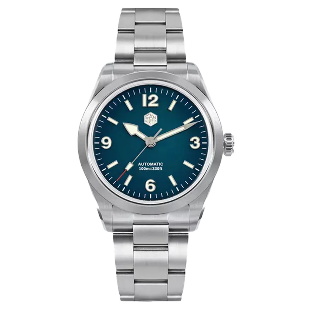 San Martin 38mm Automatic Sport Watch with Blue Gradient Dial