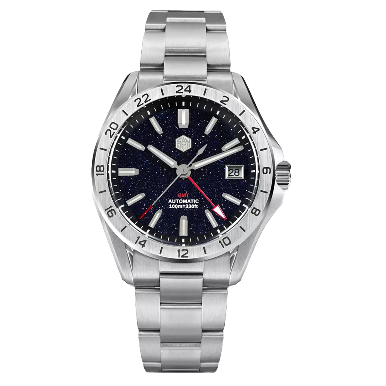 【値下げしました】San Martin SN0129 G Aventurine San Martin Automatic GMT Watch with Black Aventurine Dial