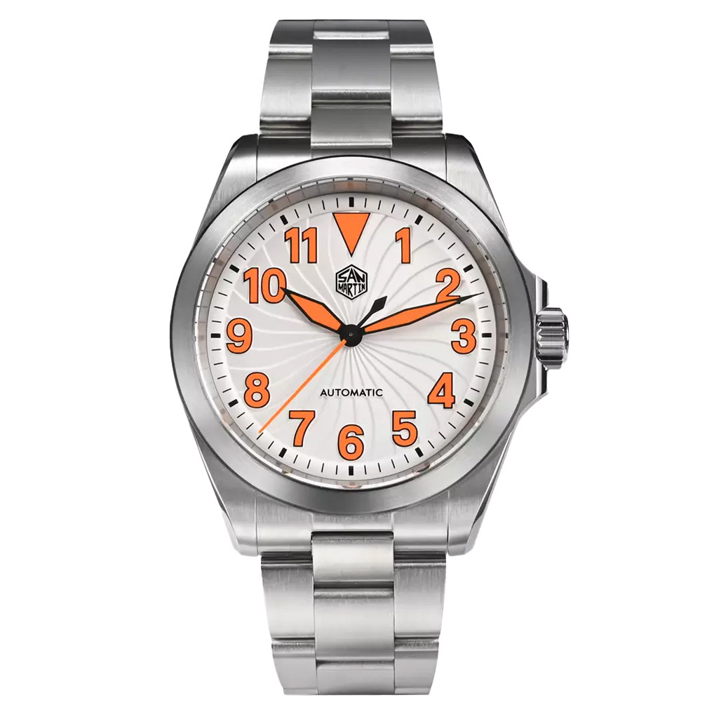 San Martin 39.5mm Automatic Sport Watch with White Turbine Dial