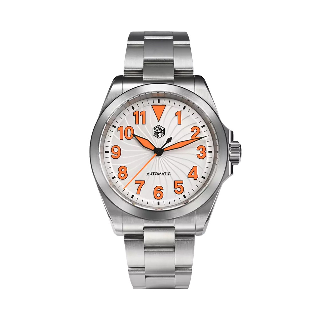 San Martin 39.5mm Automatic Sport Watch with White Turbine Dial