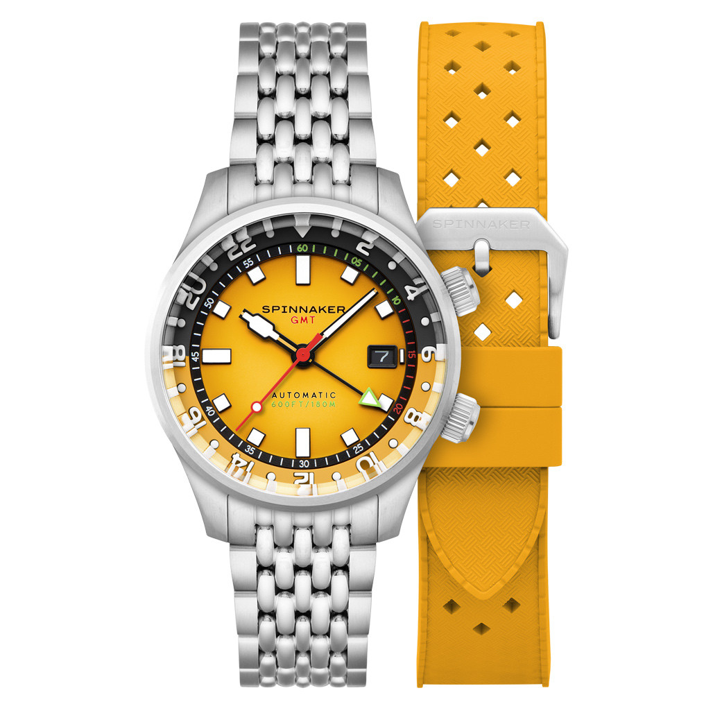Spinnaker Bradner GMT Automatic watch with Ochre Yellow Dial #SP