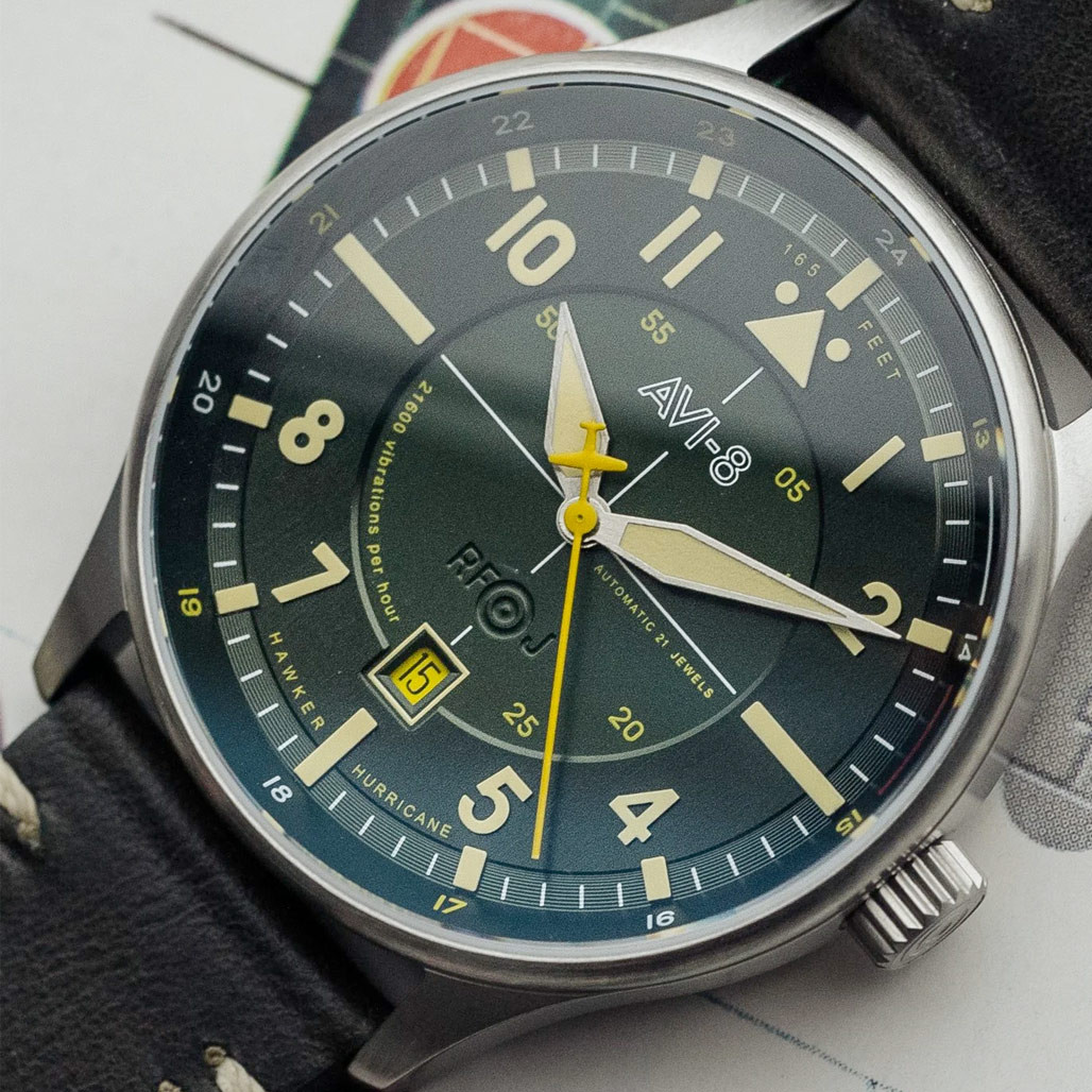 AVI-8 Hawker Hurricane Kent Automatic Hampshire with Green Dial