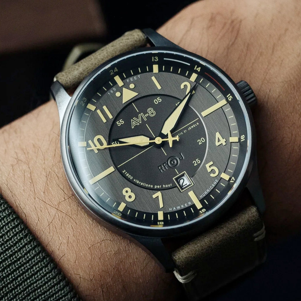 AVI-8 Hawker Hurricane Kent Automatic Stanton with Gray Dial #AV