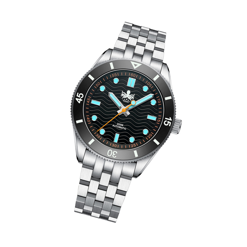 PHOIBOS Wave Master Automatic Dive Watch Black No Date #PY053CN
