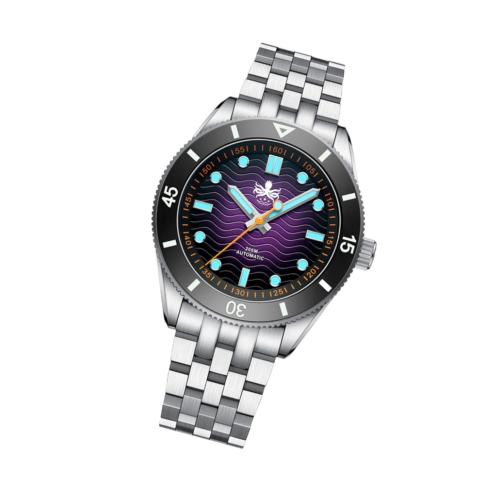 PHOIBOS Wave Master Automatic Dive Watch Purple No Date #PY053HN