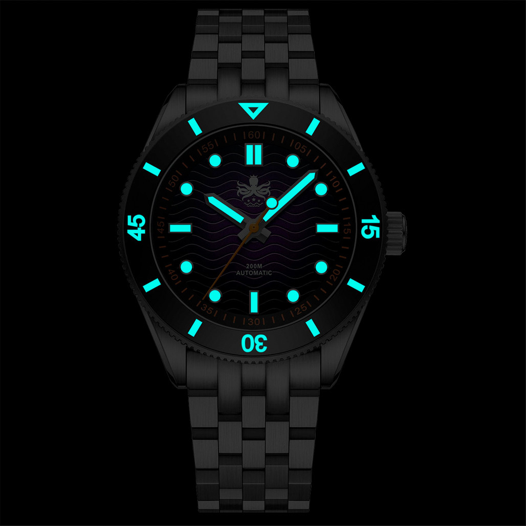 PHOIBOS Wave Master Automatic Dive Watch Dark Blue Aventurin No