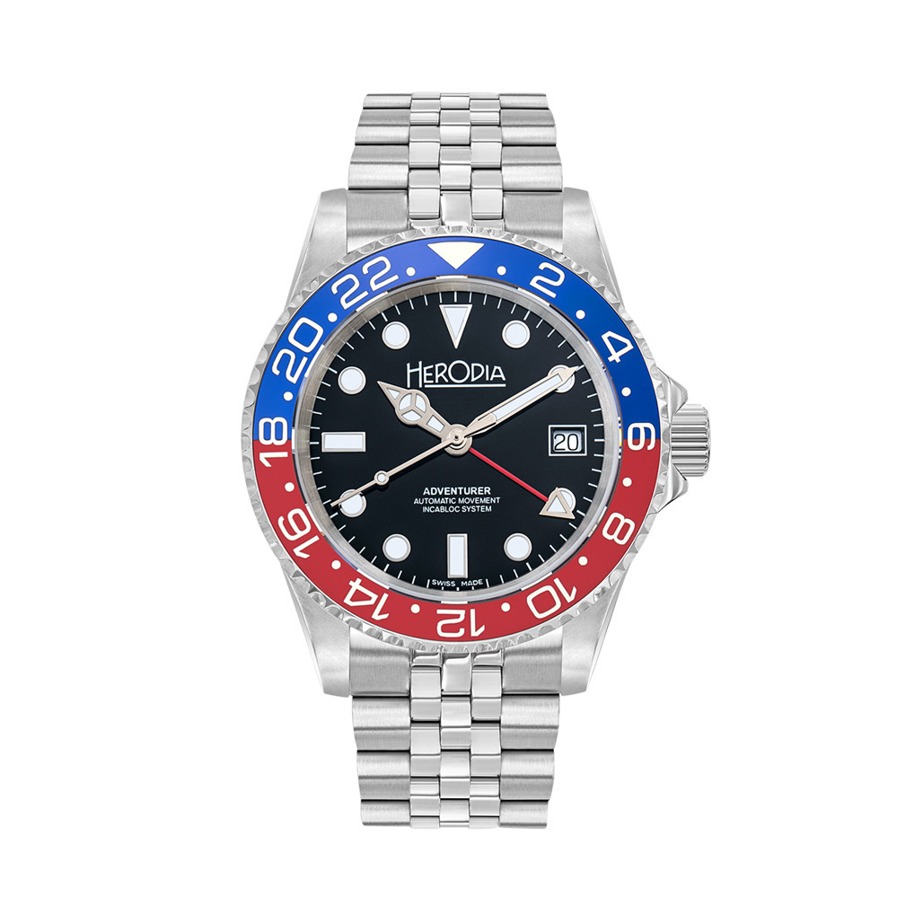 Herodia Adventurer Swiss Automatic GMT Watch with Pepsi Bezel