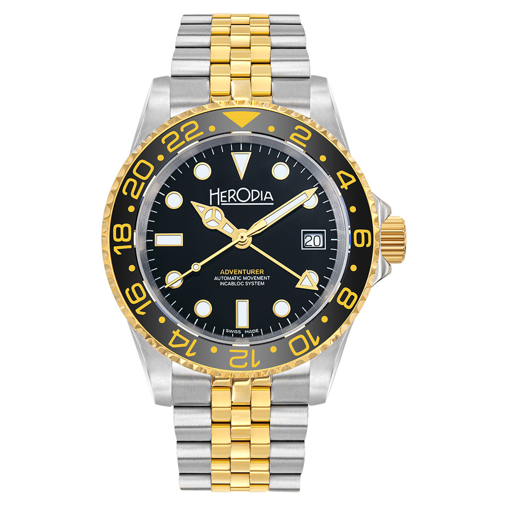 Herodia Adventurer Ltd Edition Swiss GMT Two-Tone Watch #HADVBIBKBK.AC