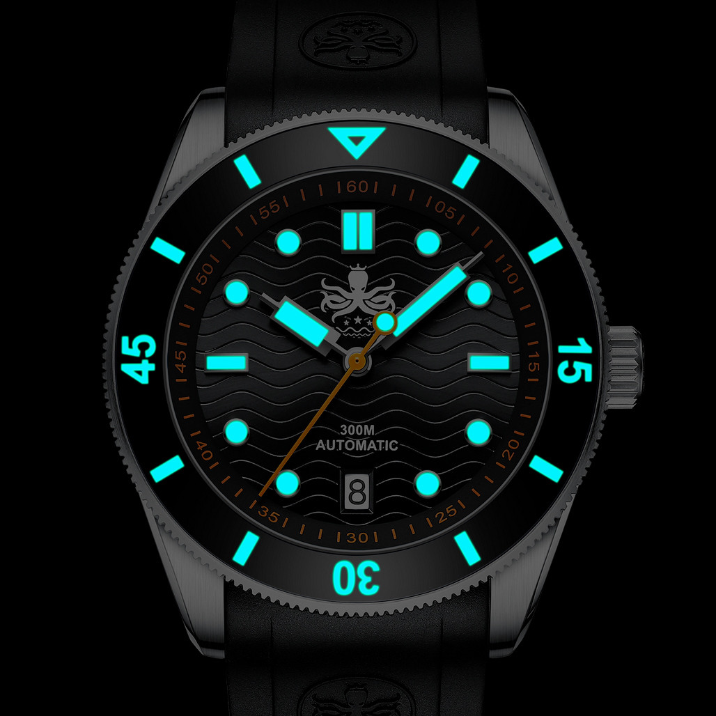 PHOIBOS Purple Dial Wave Master Automatic Dive Watch with Rubber