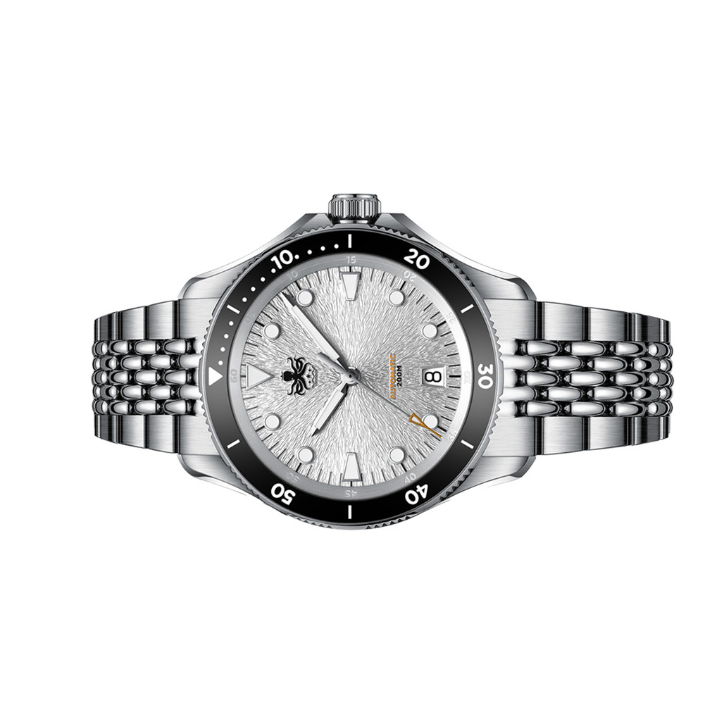 PHOIBOS Delphinus Automatic Dive Watch with Silver White Sunray