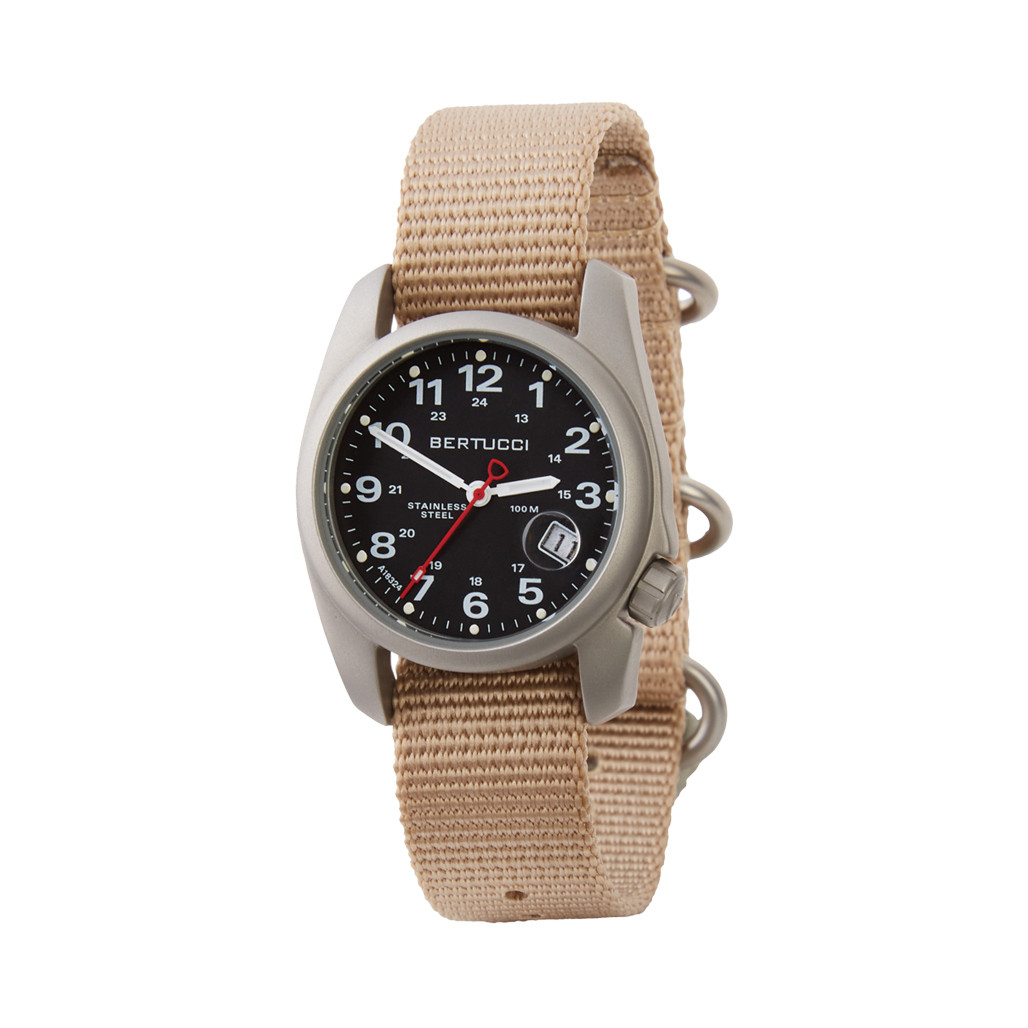 Bertucci A-1S Super Field Watch with Defender Khaki Nylon Strap #10601