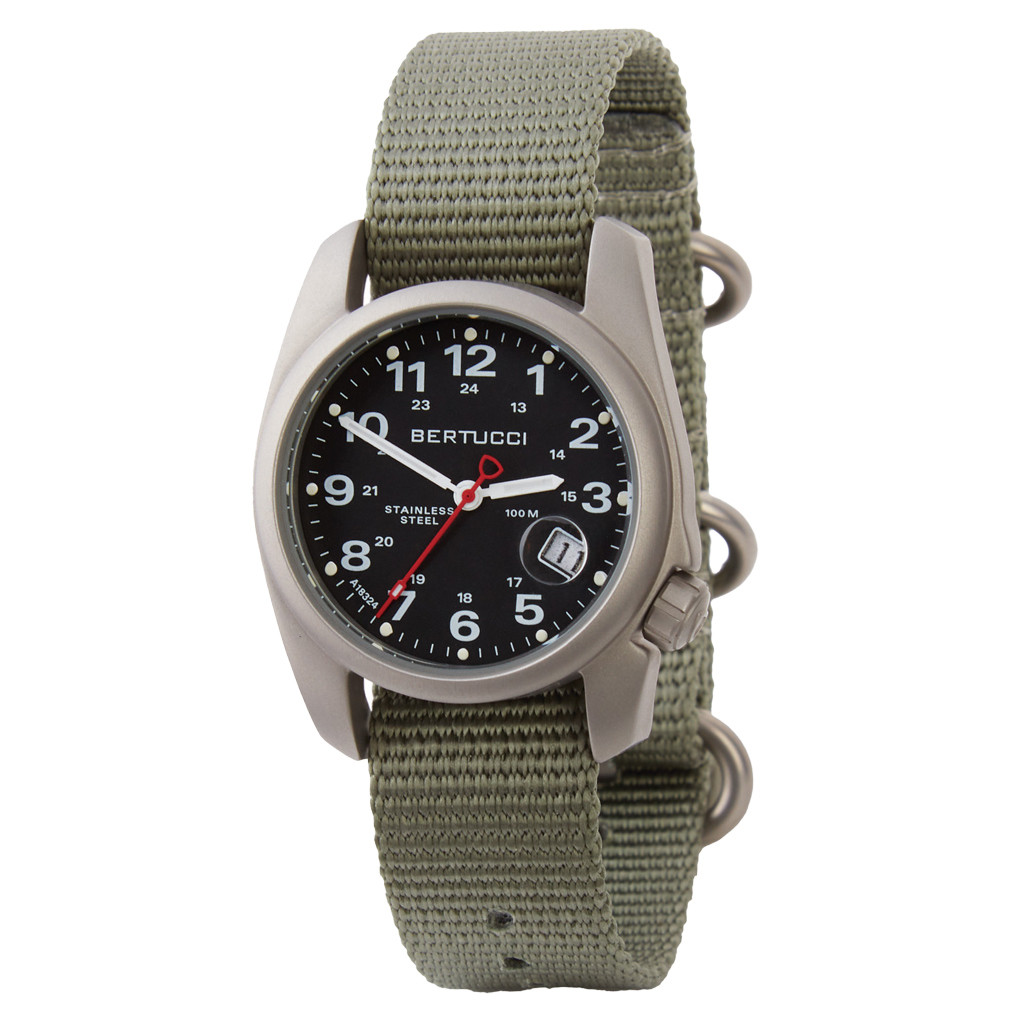 Bertucci A-1S Super Field Watch with Defender Drab Nylon Strap #10602